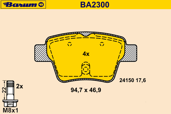 Kit de plaquettes de frein, frein à disque BA2300