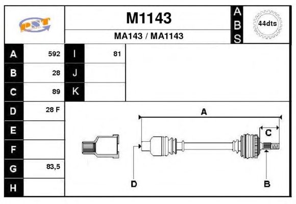 Aandrijfas M1143