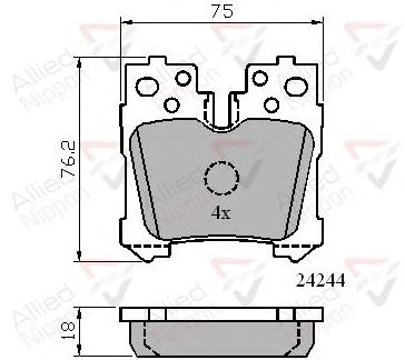 Комплект тормозных колодок, дисковый тормоз ADB01722