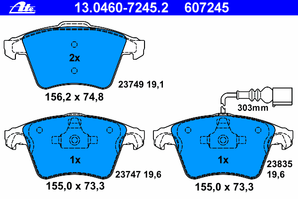 Kit de plaquettes de frein, frein à disque 13.0460-7245.2