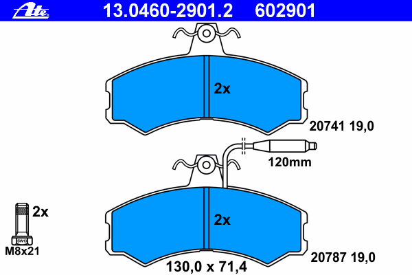 Комплект тормозных колодок, дисковый тормоз 13.0460-2901.2
