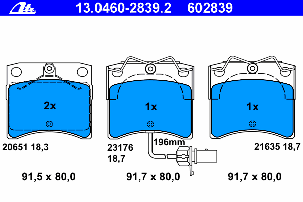Brake Pad Set, disc brake 13.0460-2839.2