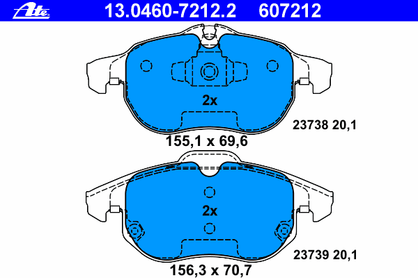 Комплект тормозных колодок, дисковый тормоз 13.0460-7212.2