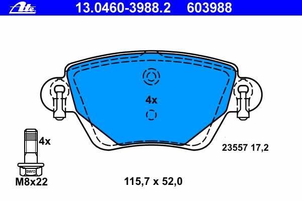 Комплект тормозных колодок, дисковый тормоз 13.0460-3988.2