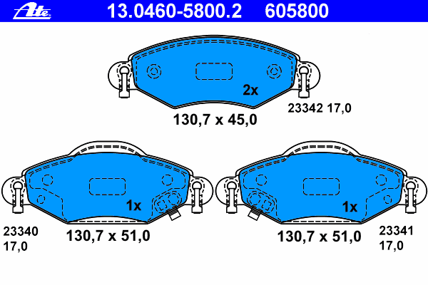 Комплект тормозных колодок, дисковый тормоз 13.0460-5800.2