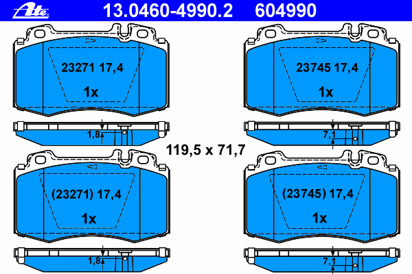 Комплект тормозных колодок, дисковый тормоз 13.0460-4990.2