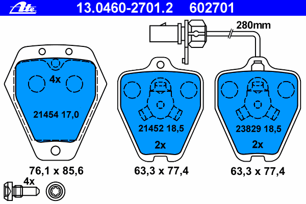 Brake Pad Set, disc brake 13.0460-2701.2