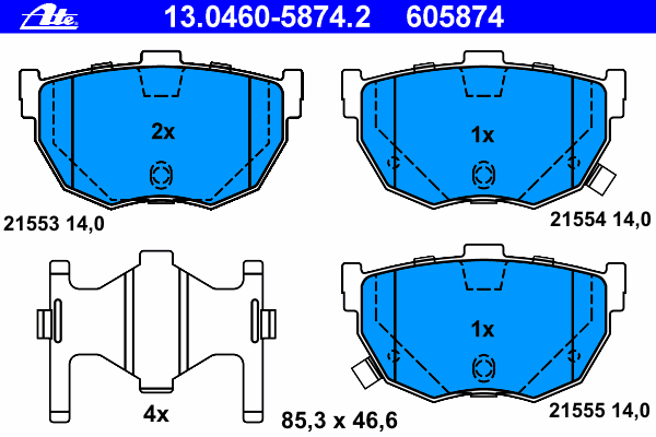 Комплект тормозных колодок, дисковый тормоз 13.0460-5874.2