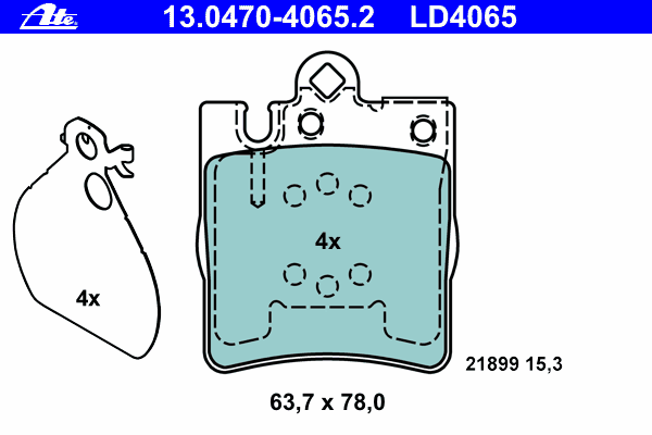 Комплект тормозных колодок, дисковый тормоз 13.0470-4065.2