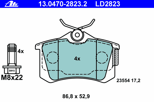 Kit de plaquettes de frein, frein à disque 13.0470-2823.2