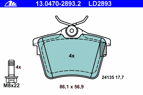Kit de plaquettes de frein, frein à disque 13.0470-2893.2